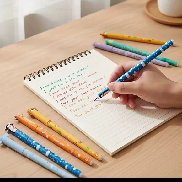 Cute Animal Cap Erasable Gel Pens Set of 8 - Assorted Colors for Kids and Adults - Picture 8 of 9